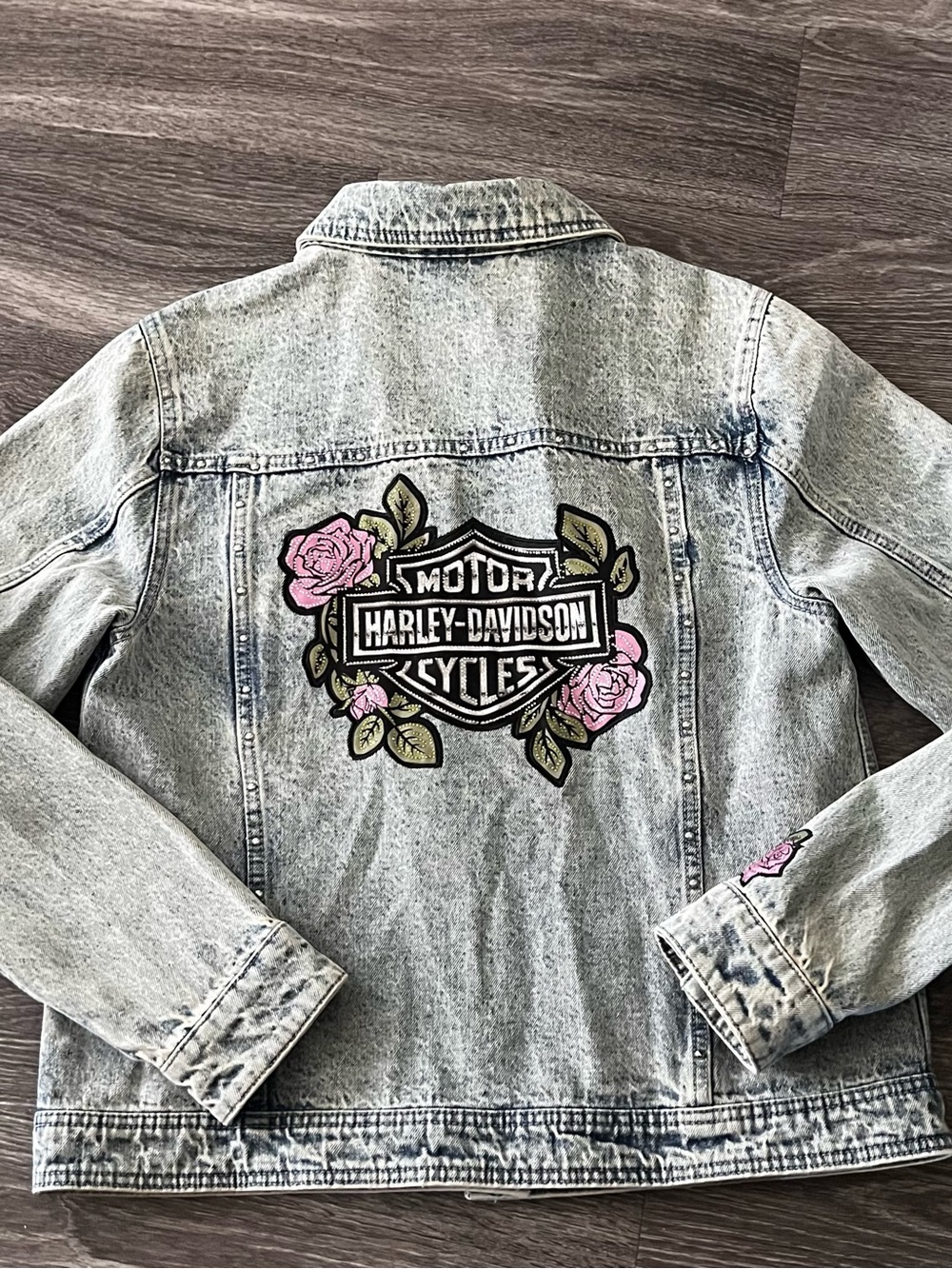 Harley-Davidson WOMEN'S ROSE & THORN BLING DENIM JACKET Size Large